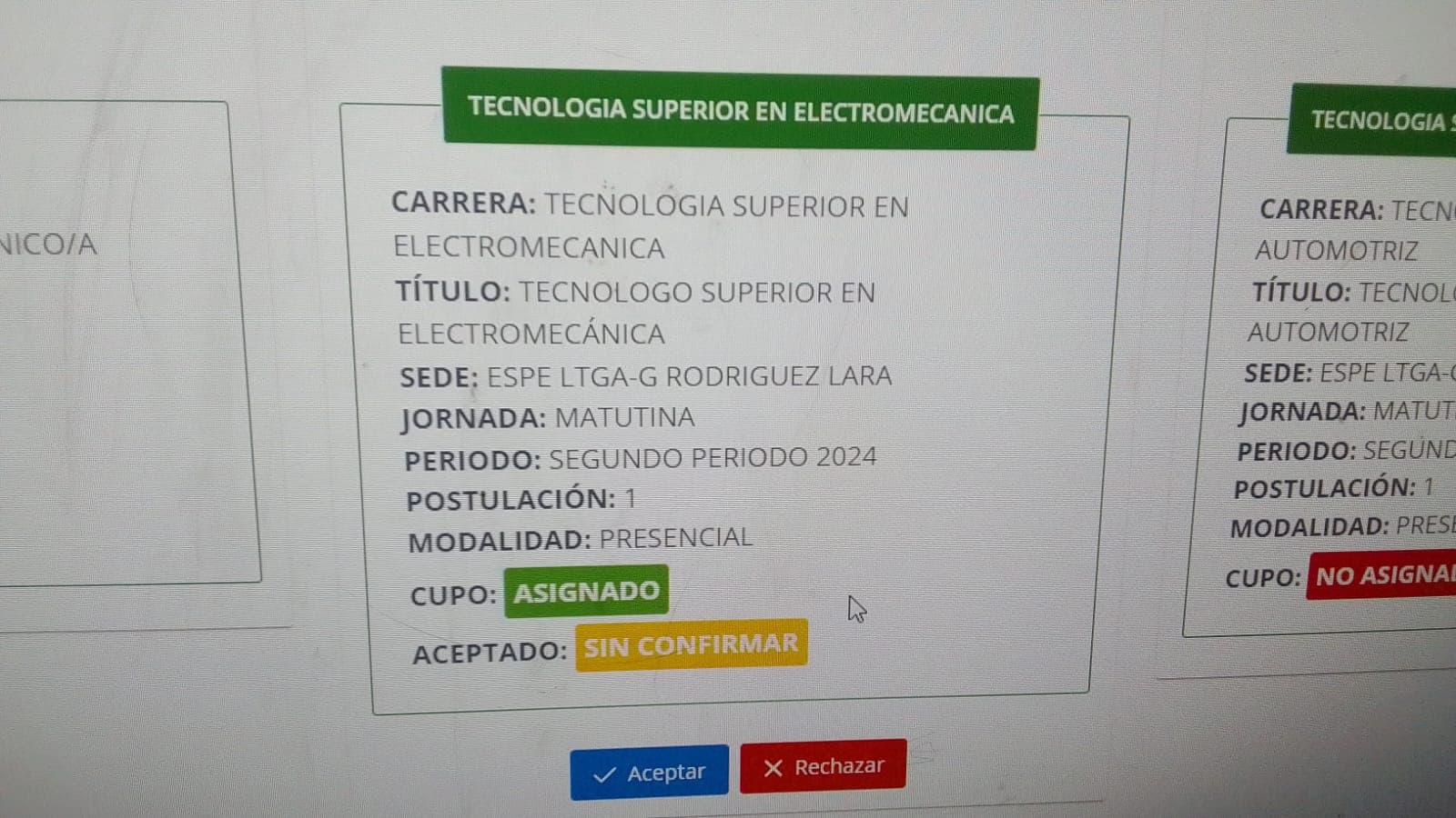 Ingreso confirmado