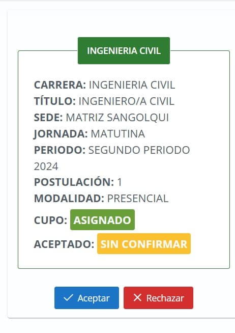 Ingreso confirmado