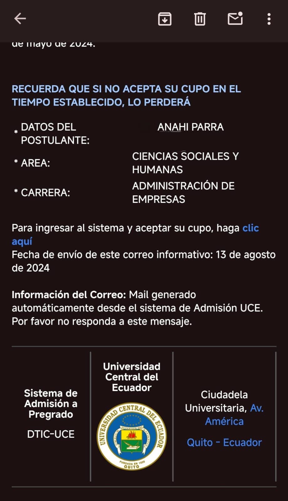 Ingreso logrado